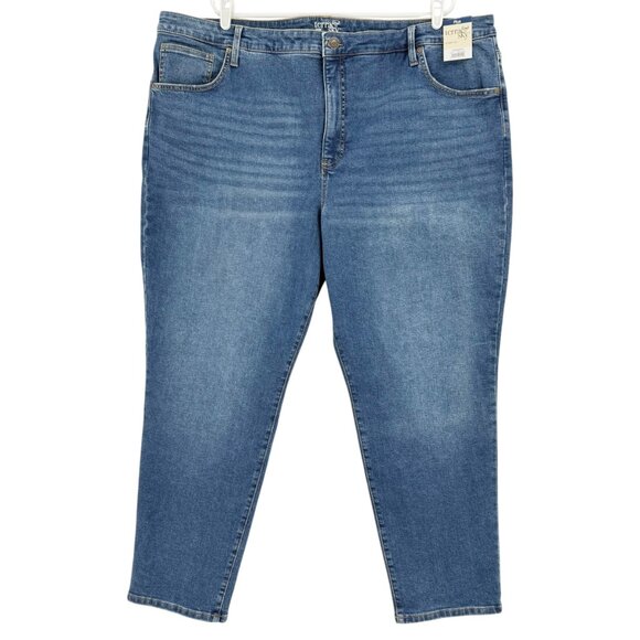 NWT Terra & Sky Women's Straight High Rise Stretch Blue Denim Jeans Plus Sz 26WP - Picture 1 of 10